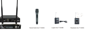 T-530CTRUE DIVERSITY UHF LCD DISPLAY FM SINGLE CHANNEL WIRELESS MICROPHONE, 1 HEADSET MIC.